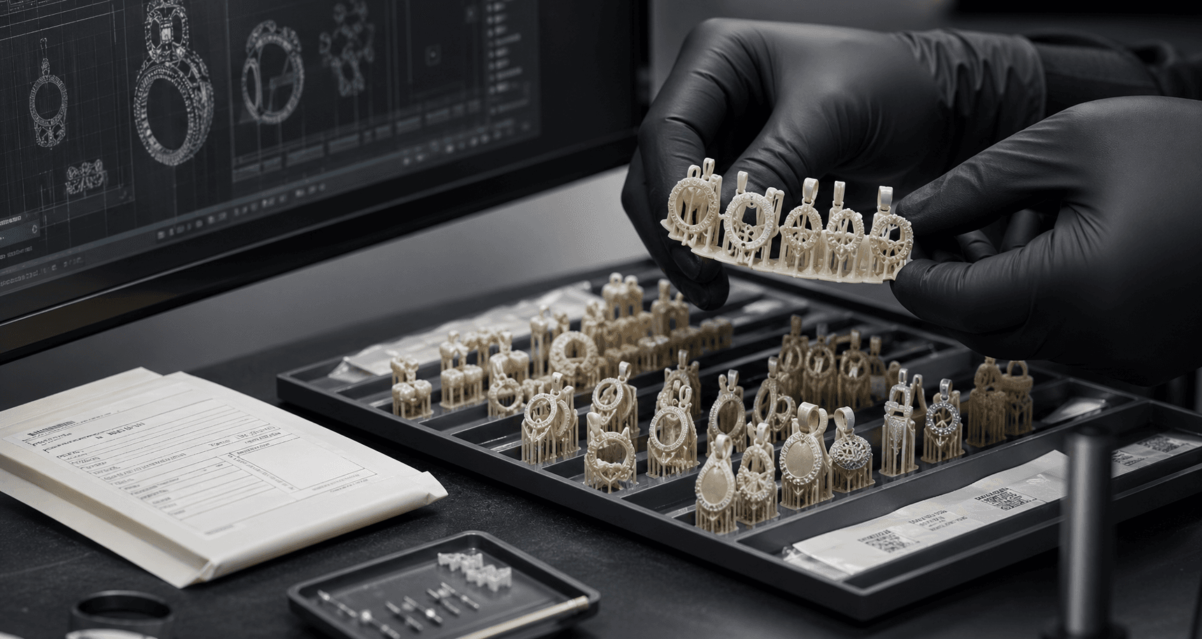 Castable resin jewelry patterns printed on a high-resolution 16K printer